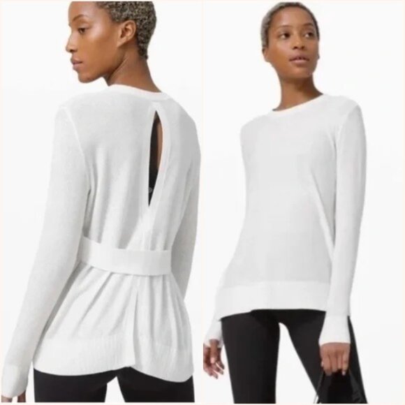 Lululemon Sincerely‎ Yours Sweater White Open Back Cashmere Blend Size 4 - Picture 1 of 9